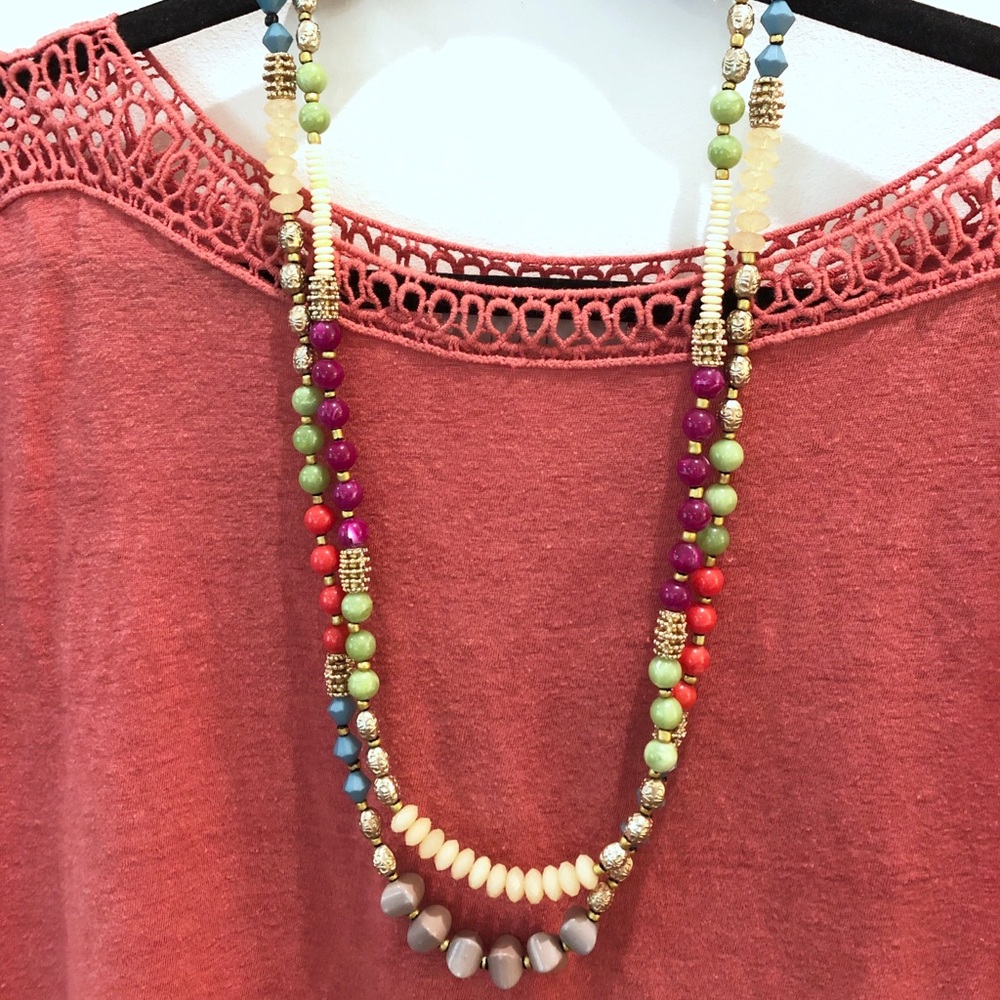 ☀️ Anthropologie multi colored bead necklace